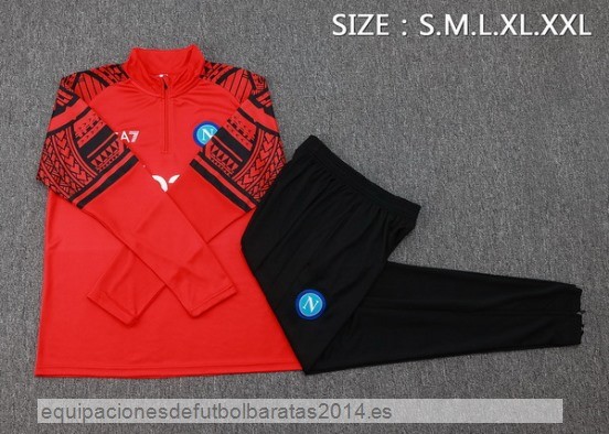 Nuevo Conjunto Completo Sudadera Entrenamiento Napoli 23/24 Rojo Negro Baratas